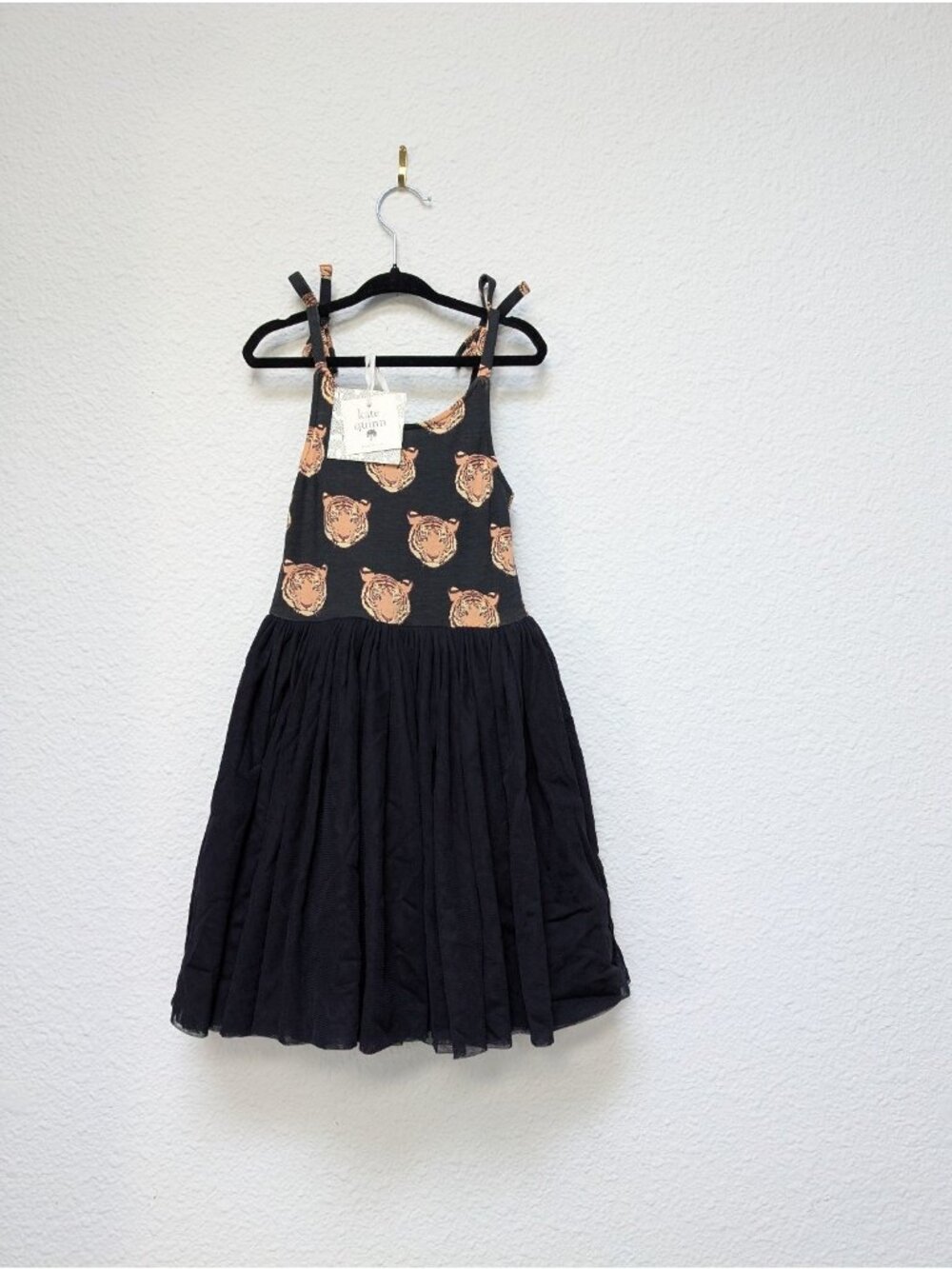 Kate Quinn Bamboo OG Tiger Head Black Tulle Dress 2T Tigers Tie Strap